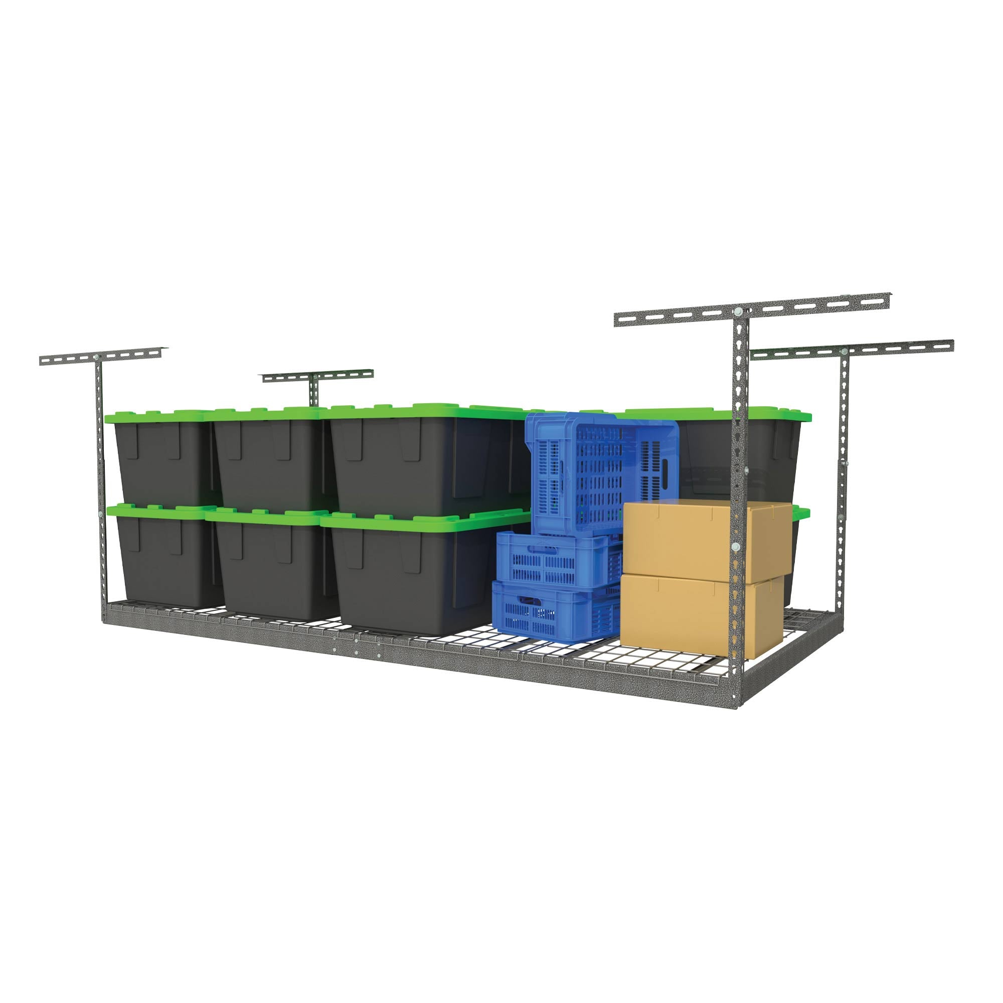 MonsterRax 4'x8' Overhead Storage Rack Holds Up to 500 Pounds, Hammertone (Used) - VMInnovations