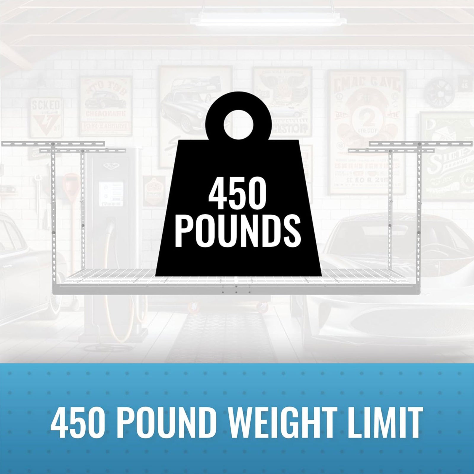 MonsterRax 3' x 8' Overhead Garage Storage Rack Holds Up to 450 Pounds, White - VMInnovations