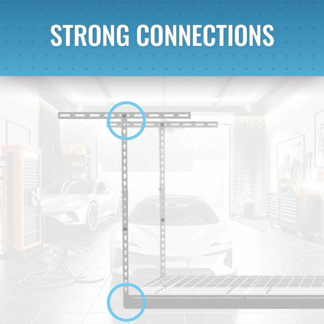 MonsterRax 3' x 8' Overhead Garage Storage Rack Holds 450 lbs, White (Open Box)