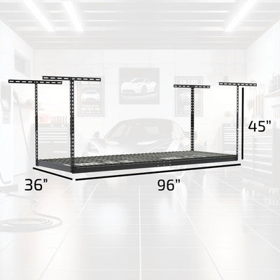 MonsterRax 3'x8' Overhead Garage Storage Rack Holds Up to 450 Pounds, Hammertone - VMInnovations
