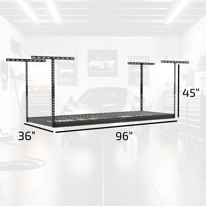 MonsterRax 3'x8' Overhead Garage Storage Rack Holds 450 lbs Hammertone(Open Box)