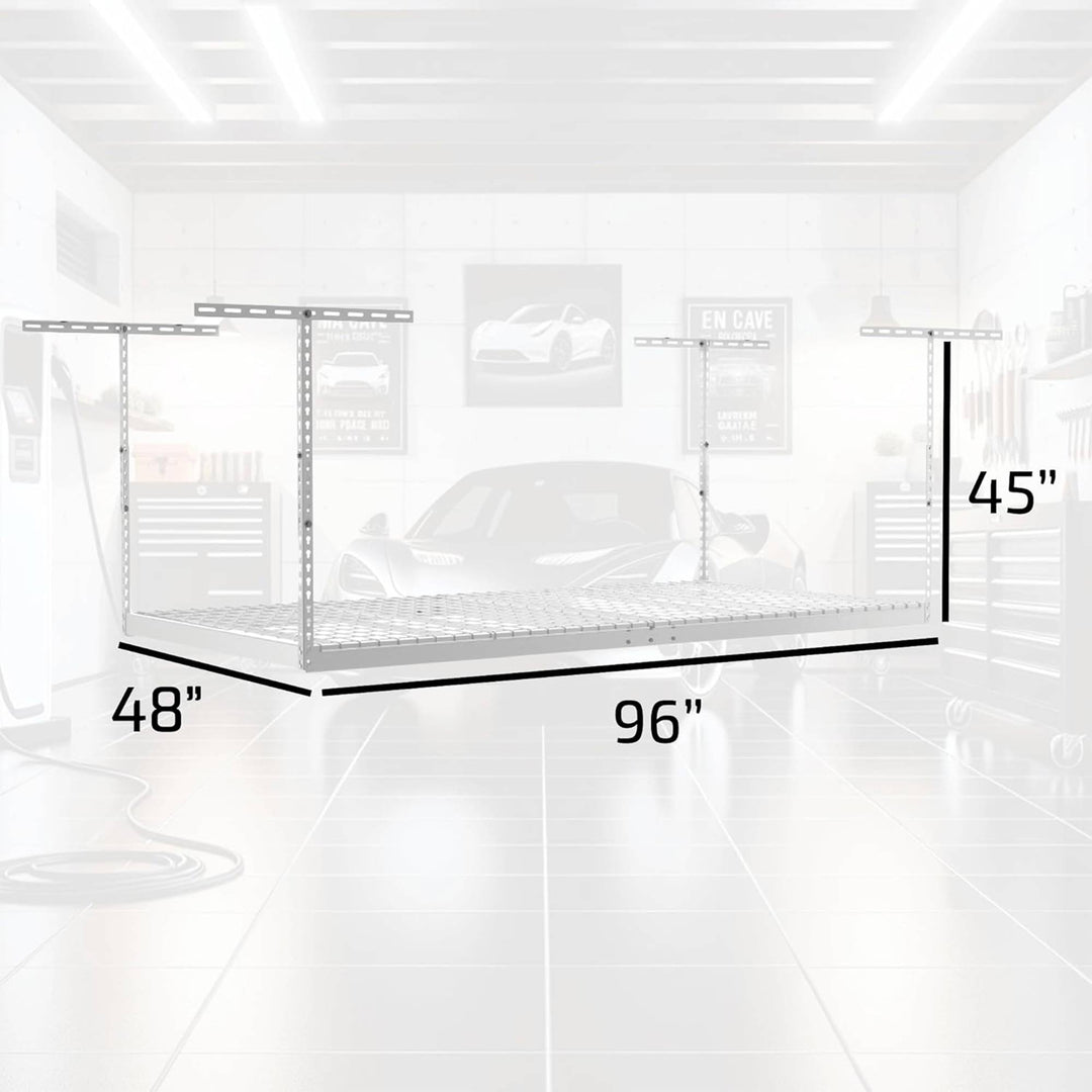 MonsterRax 4' x 8' Overhead Garage Storage Rack Holds 500 lbs, White (Open Box)