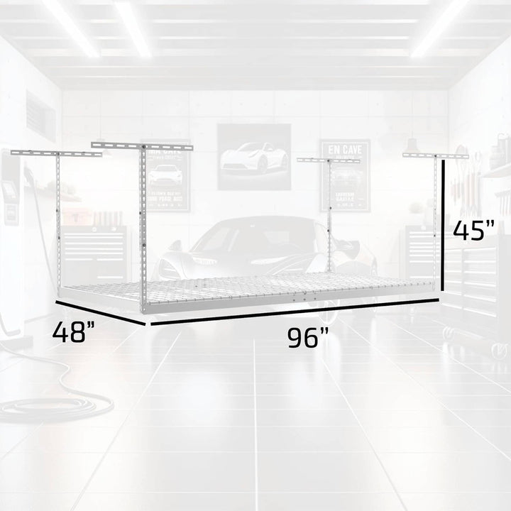 MonsterRax 4' x 8' Overhead Garage Storage Rack Holds 500 lbs, White (Open Box)