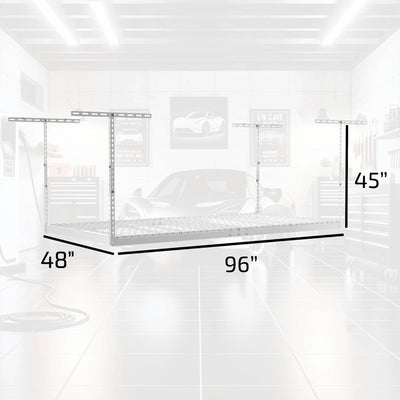 MonsterRax 4' x 8' Overhead Garage Storage Rack Holds 500 lbs, White (Open Box) - VMInnovations