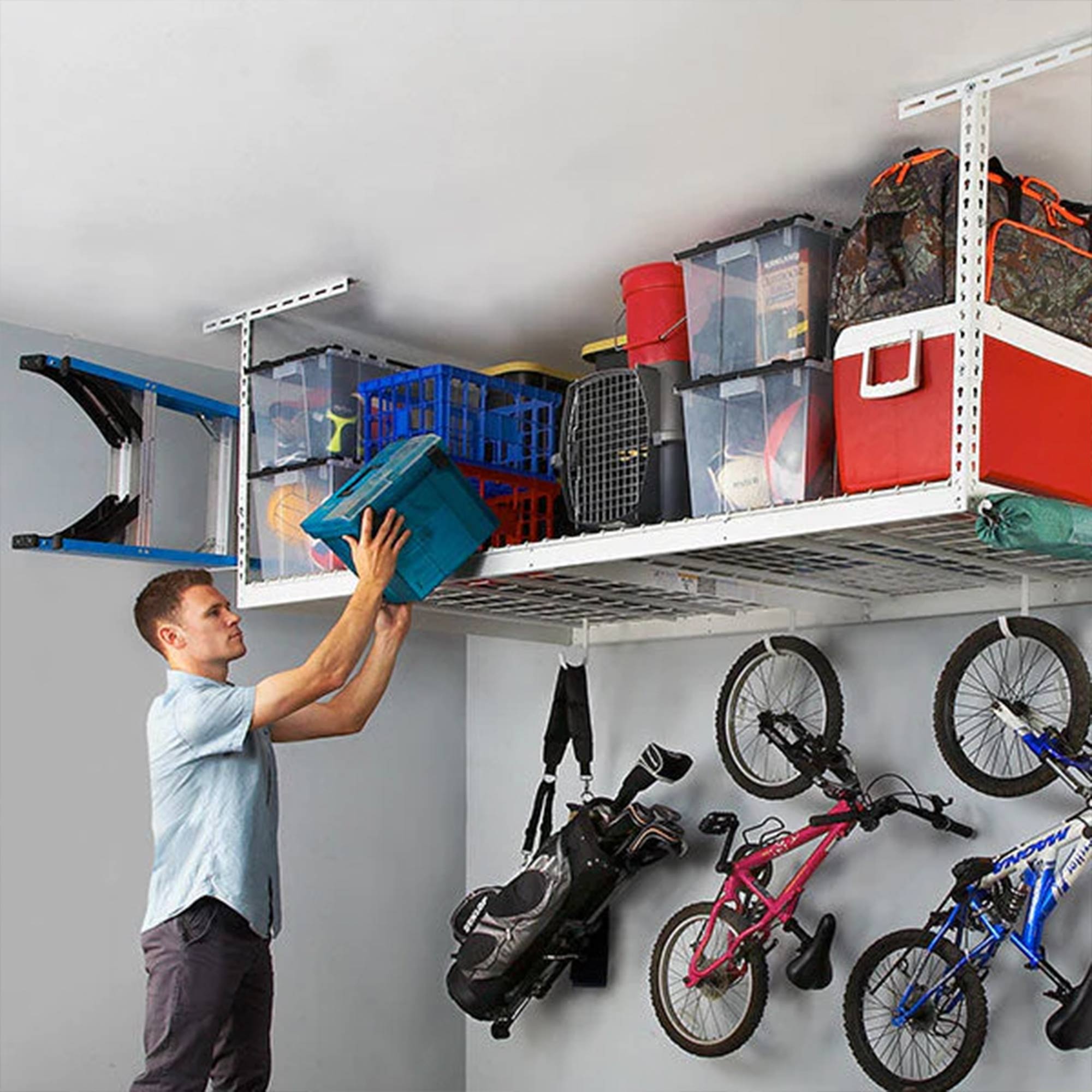 MonsterRax 4' x 8' Overhead Garage Storage Rack Holds Up to 500 Pounds, White - VMInnovations