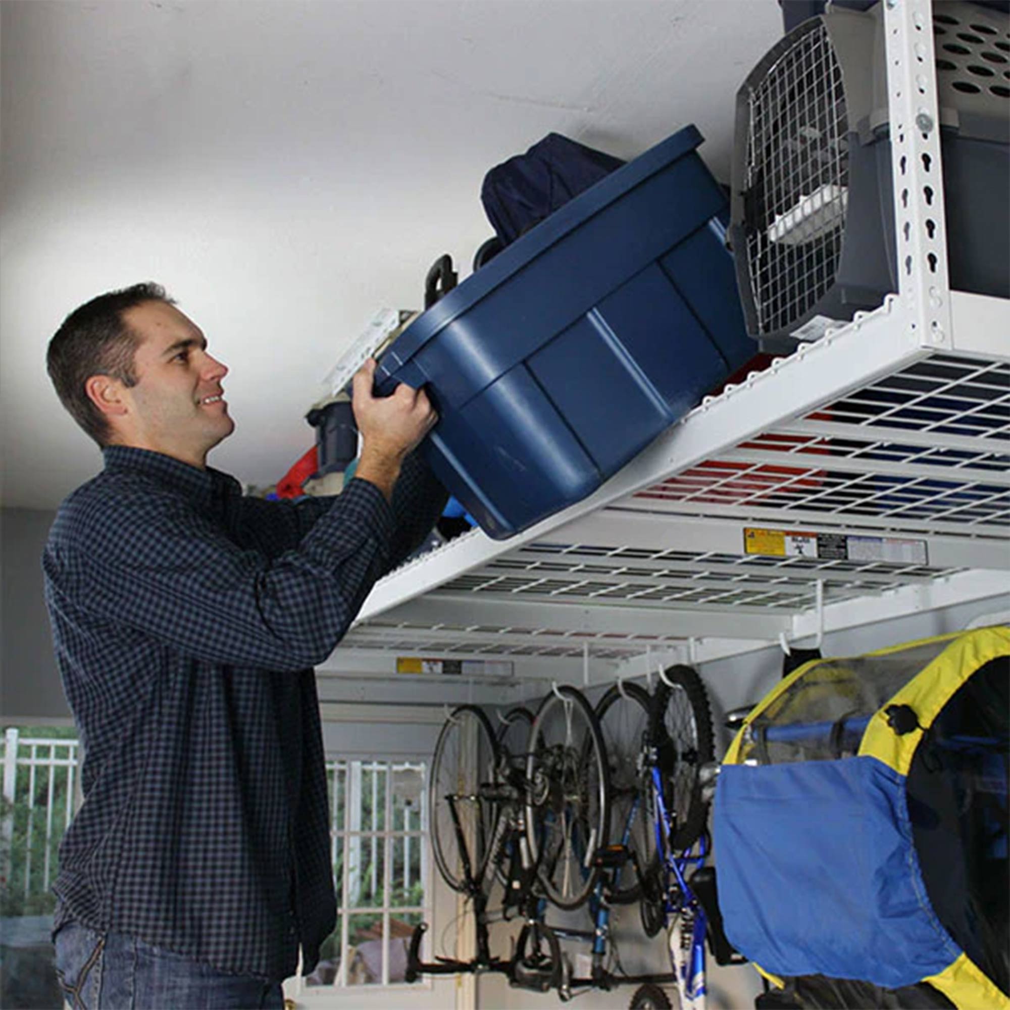 MonsterRax 4' x 8' Overhead Garage Storage Rack Holds 500 lbs, White (Open Box) - VMInnovations