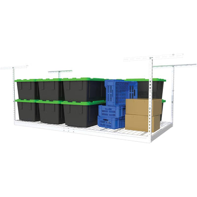 MonsterRax 4' x 8' Overhead Garage Storage Rack Holds Up to 500 Pounds, White - VMInnovations