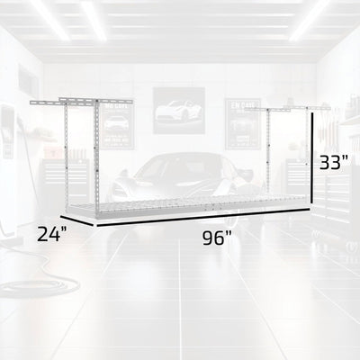 MonsterRax 2' x 8' Overhead Garage Storage Rack Holds Up to 350 Pounds, White