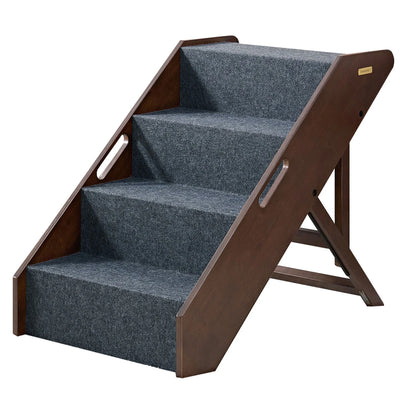 MECO Foldable Pet Steps w/Solid Hardwood Construction, Espresso (Open Box)