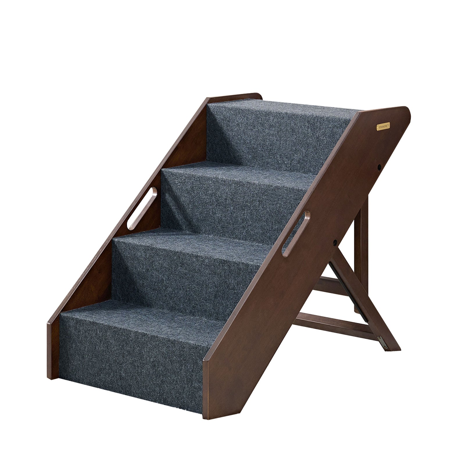 MECO Stakmore Foldable Pet Steps with Solid Hardwood Construction, Espresso - VMInnovations