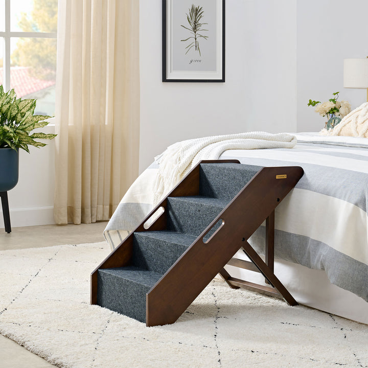 MECO Stakmore Foldable Pet Steps w/Solid Hardwood Construction, Espresso (Used) - VMInnovations