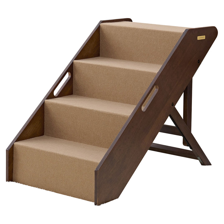 MECO Foldable Pet Steps w/Hardwood Construction, Espresso w/Brown Felt(Open Box)