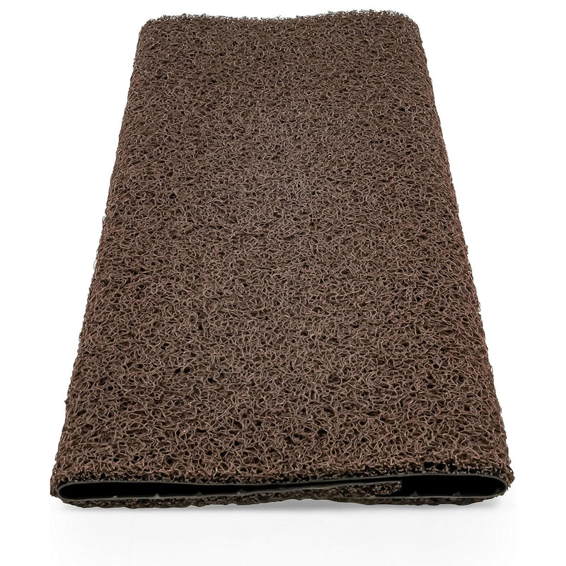 Camco Premium Wrap Around RV Step Rug with Looped PVC Material and Spring, Brown