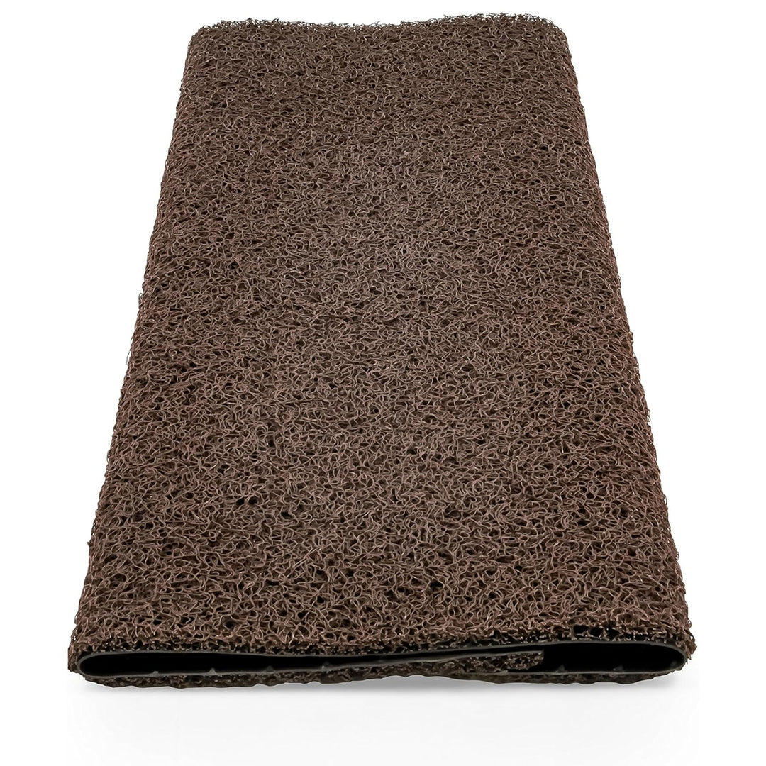 Camco Premium Wrap Around RV Step Rug with Looped PVC Material and Spring, Brown
