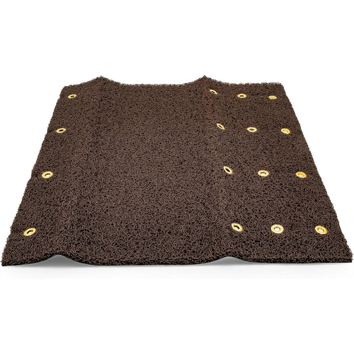 Camco Premium Wrap Around RV Step Rug with Looped PVC Material and Spring, Brown