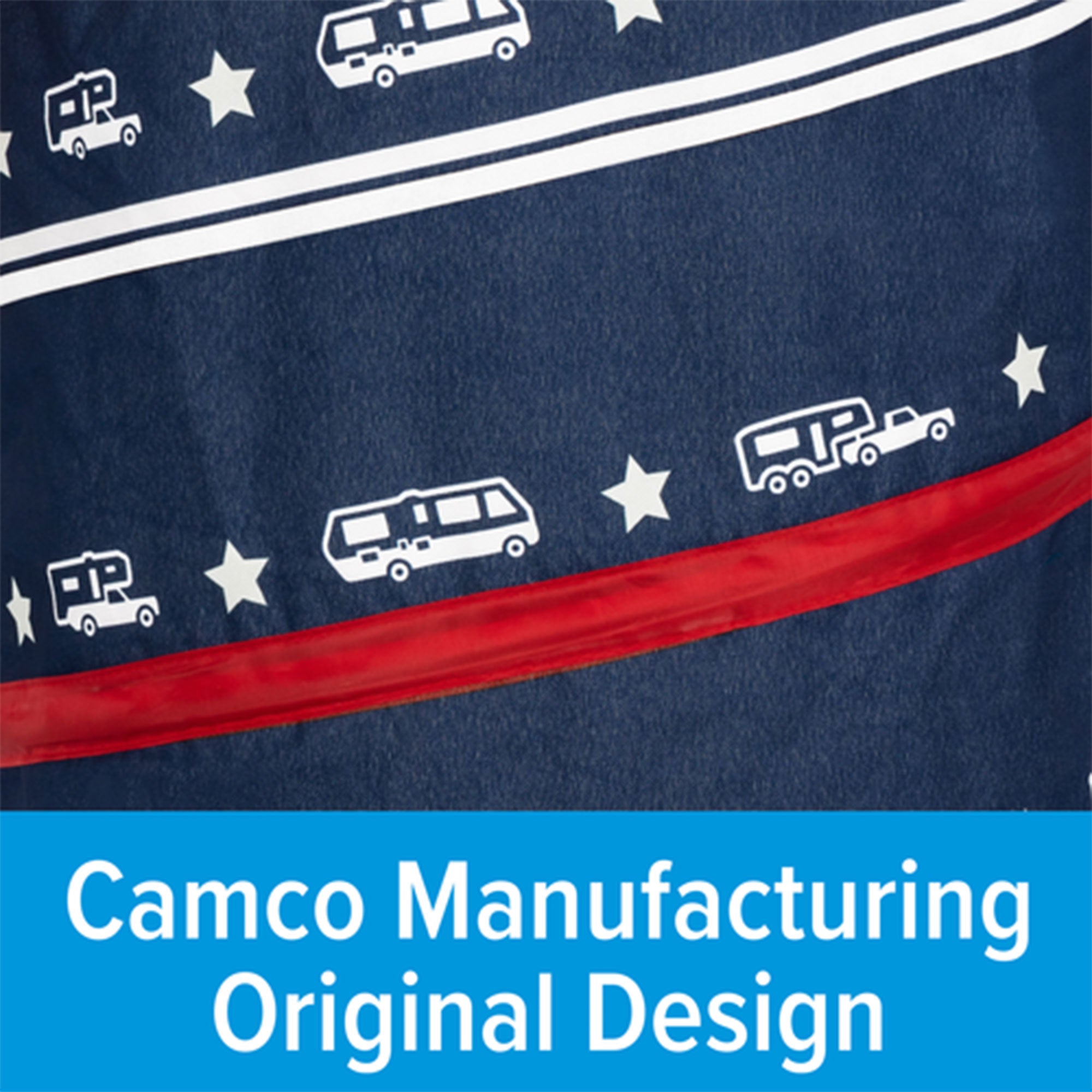 Camco Campsite Pop Up Utility Container with Liner and Zipper Close, Patriotic - VMInnovations