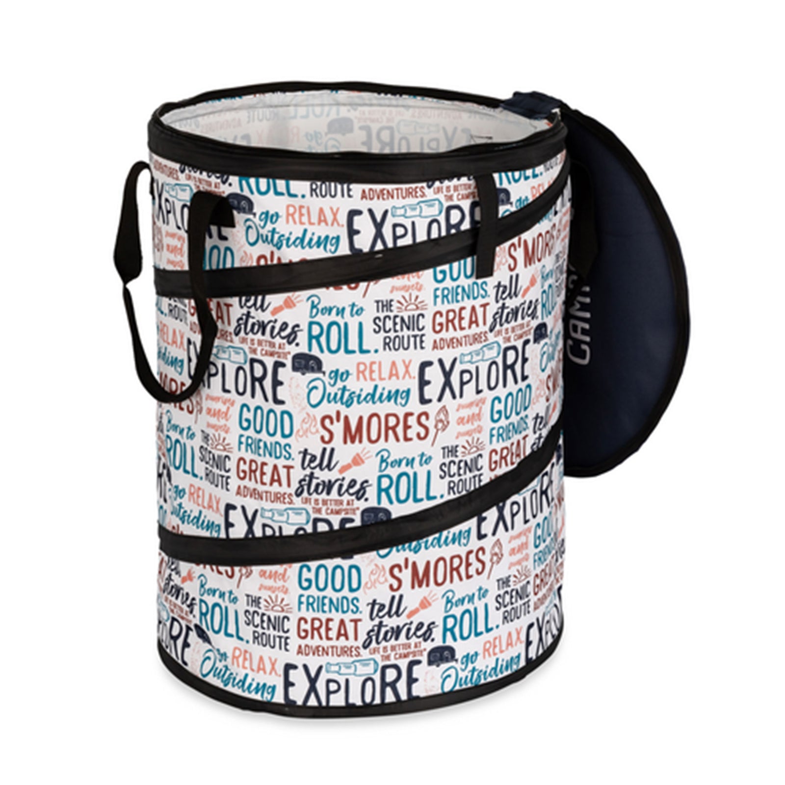 Camco Campsite Pop Up Utility Container with Liner and Zipper Close, Multicolor - VMInnovations