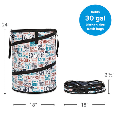 Camco Campsite Pop Up Utility Container with Liner and Zipper Close, Multicolor - VMInnovations