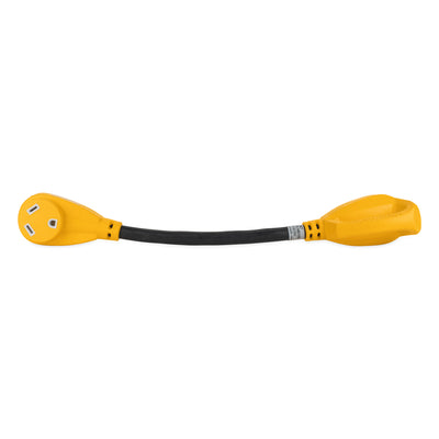 Camco 55225 Power Grip RV 125 Volt Two Plug 15 Amp to Single 30 Amp Adapter - VMInnovations