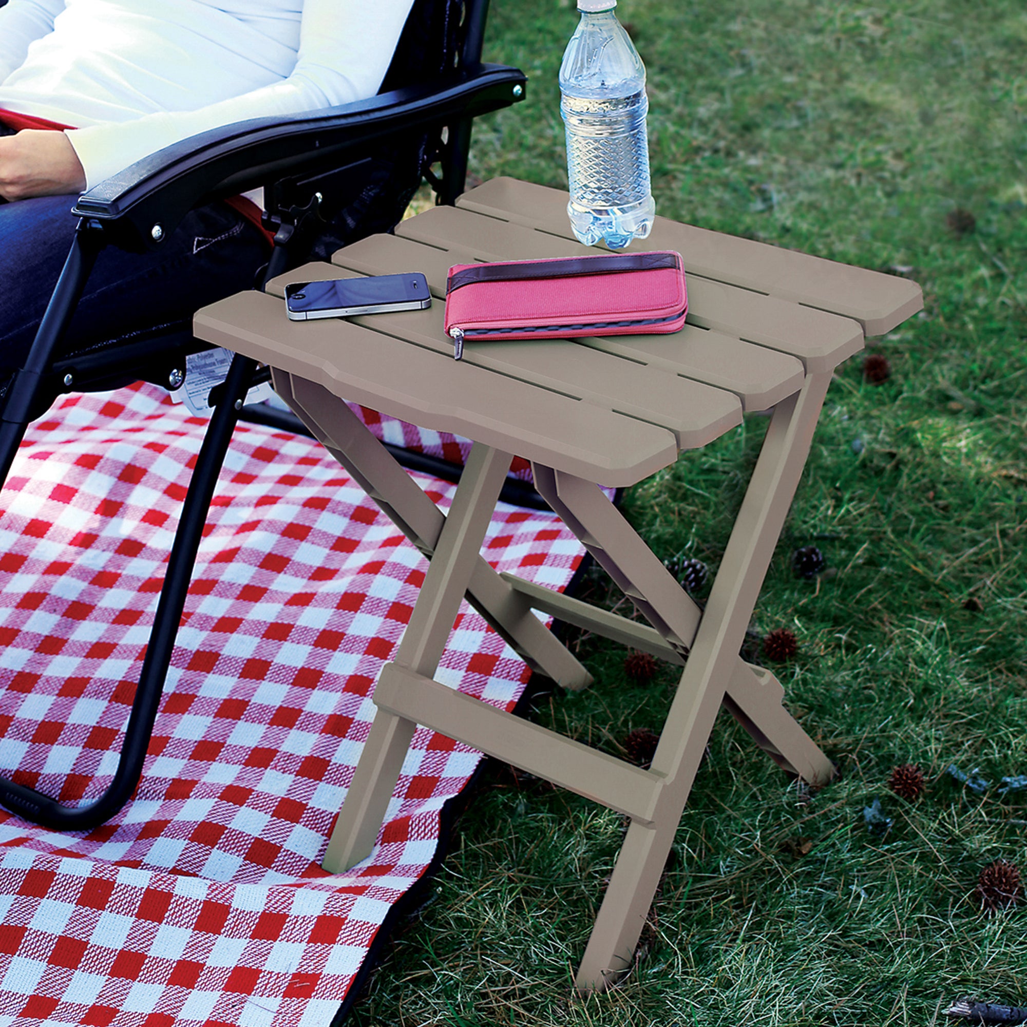 Camco Adirondack Style Folding Plastic Large Table for Indoor or Outdoor Use - VMInnovations