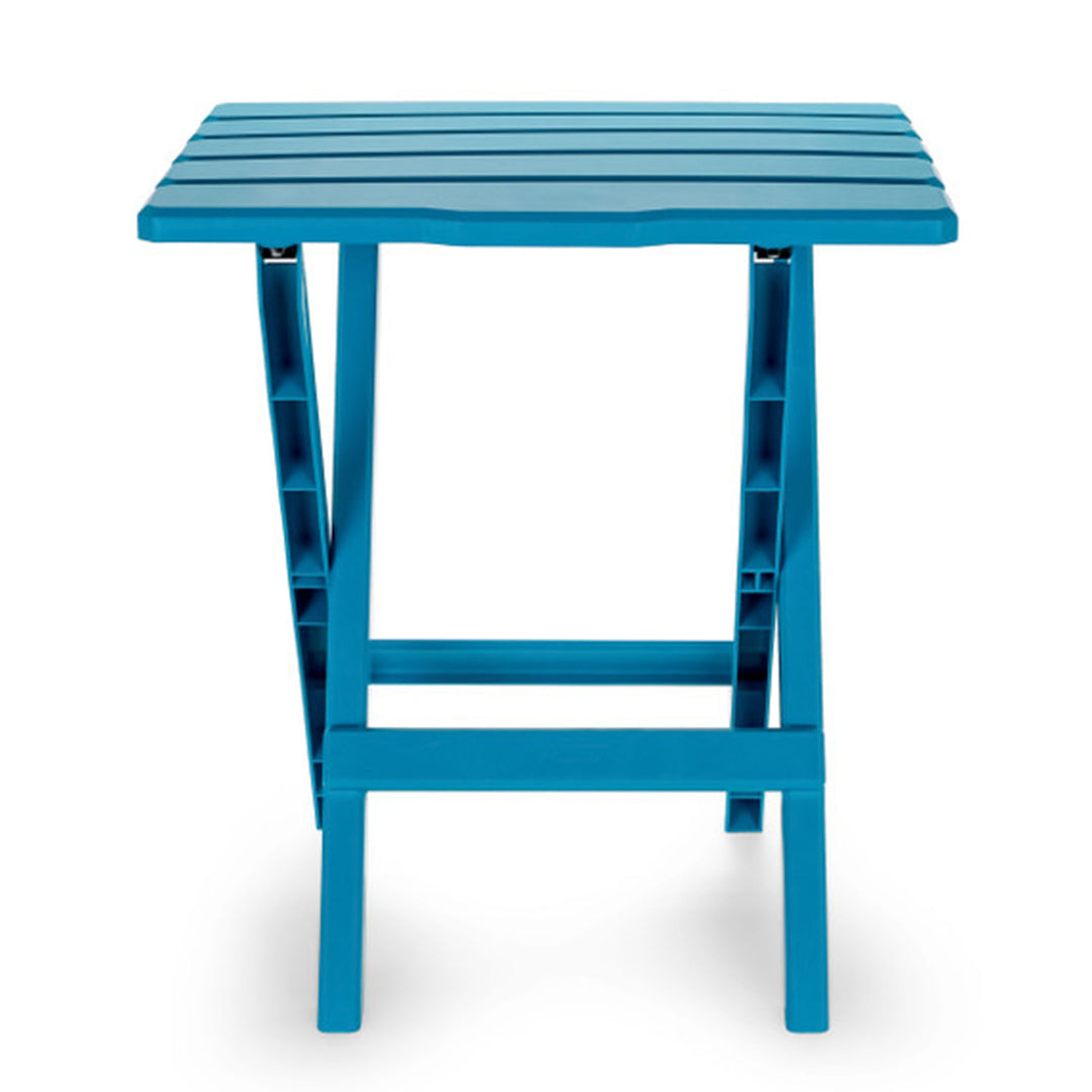 Camco Adirondack Folding Plastic Large Table, Indoor or Outdoor Use, Aqua (Used)