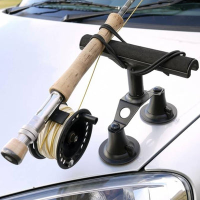 Vac Rac Quad Rack Fly Rod Mount Carrier Suction Cup, 4 Rods, Black (Open Box)