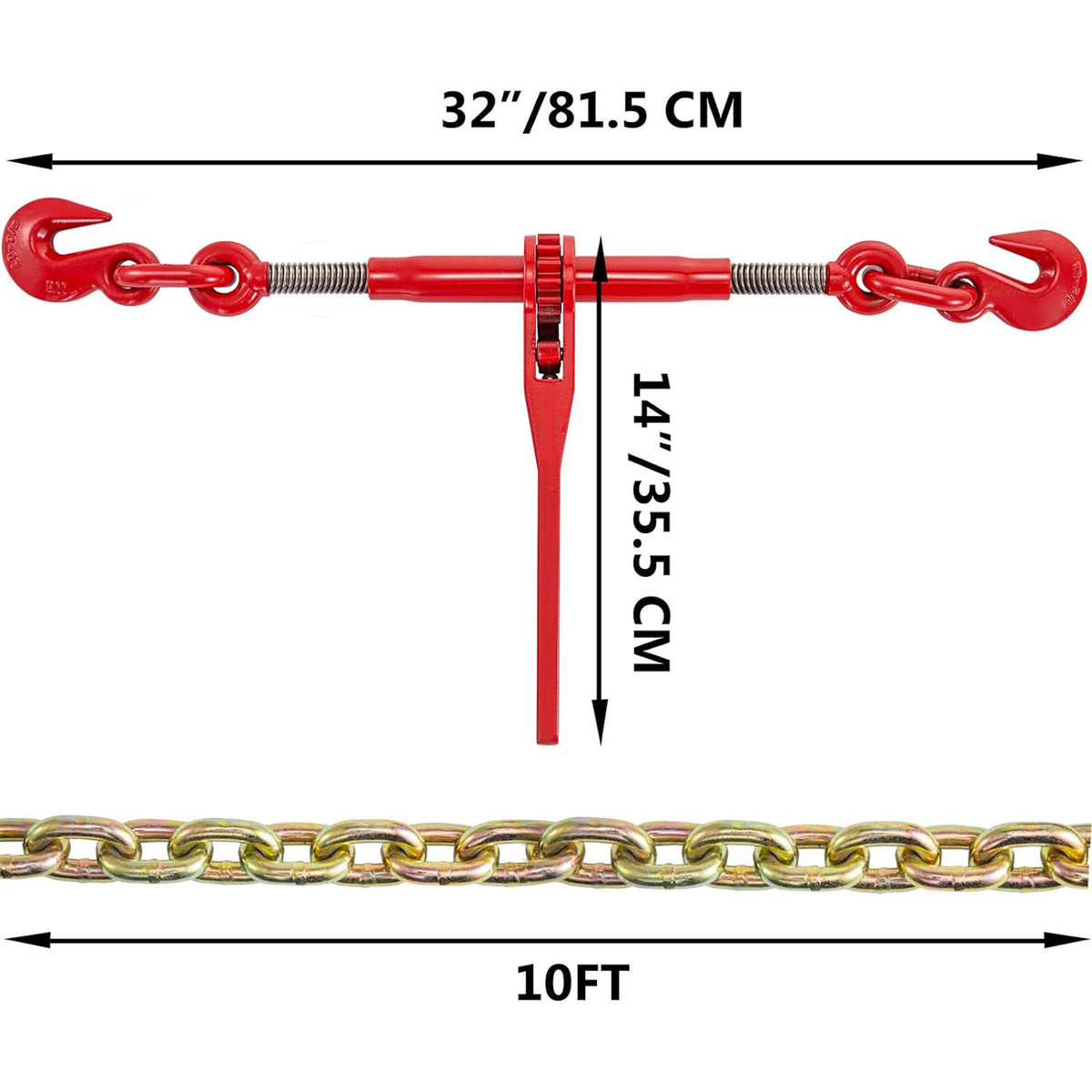 VEVOR Chains & Binders with Hooks for Truck, Tie Down, Hauling, Towing, Set of 4 - VMInnovations
