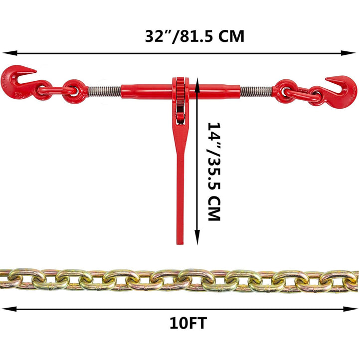 VEVOR Chains with Hooks for Truck, Tie Down, Hauling, Towing, Set of 4(Open Box)