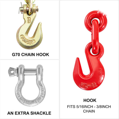VEVOR Chains & Binders with Hooks for Truck, Tie Down, Hauling, Towing, Set of 4 - VMInnovations