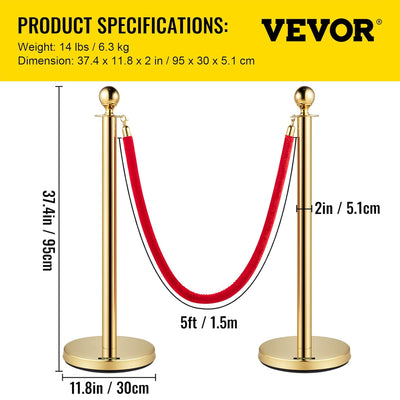Vevor Velvet Ropes and Stanchion Post with Ball Top for Crowd Control Barriers - VMInnovations