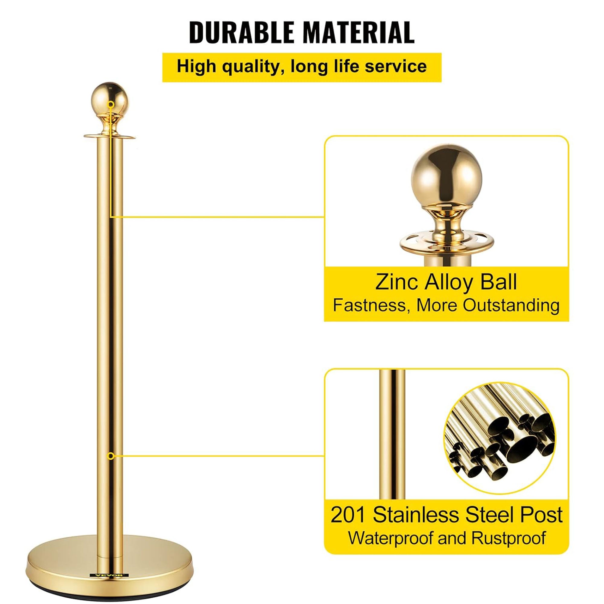 Vevor Velvet Ropes and Stanchion Post with Ball Top for Crowd Control Barriers - VMInnovations