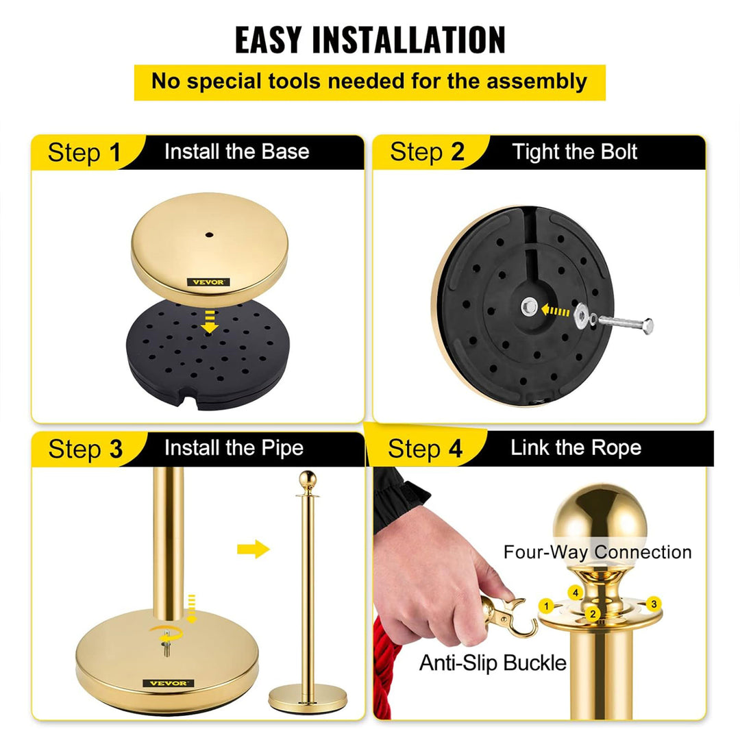Vevor Velvet Ropes and Stanchion Post w/Ball Top for Crowd Control (Open Box) - VMInnovations