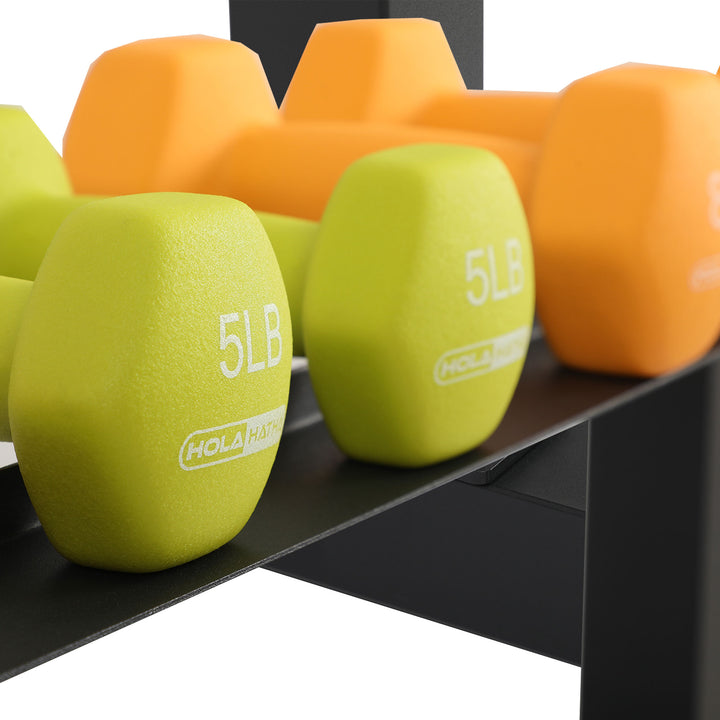 HolaHatha 106lb Neoprene Dumbbell Strength Training Weight Set w/Rack (Open Box) - VMInnovations