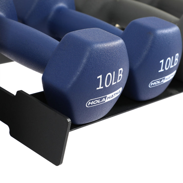 HolaHatha 106 Pound Neoprene Dumbbell Strength Training Weight Set with Rack