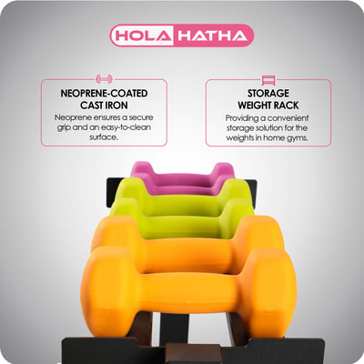 HolaHatha 106lb Neoprene Dumbbell Strength Training Weight Set w/Rack (Open Box) - VMInnovations