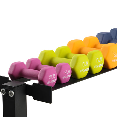 HolaHatha 146 Pound Neoprene Dumbbell Strength Training Weight Set with Rack