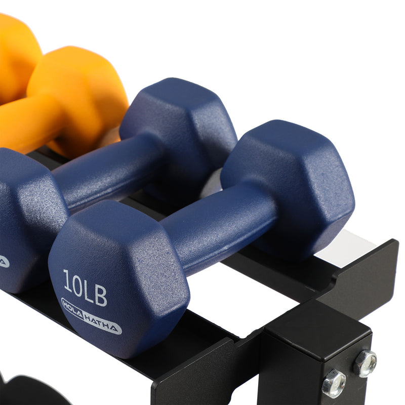 HolaHatha 146 Pound Neoprene Dumbbell Strength Training Weight Set with Rack