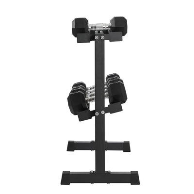 HolaHatha 150 Pound Rubber Encased Dumbbell Strength Training Weight Set w/ Rack - VMInnovations