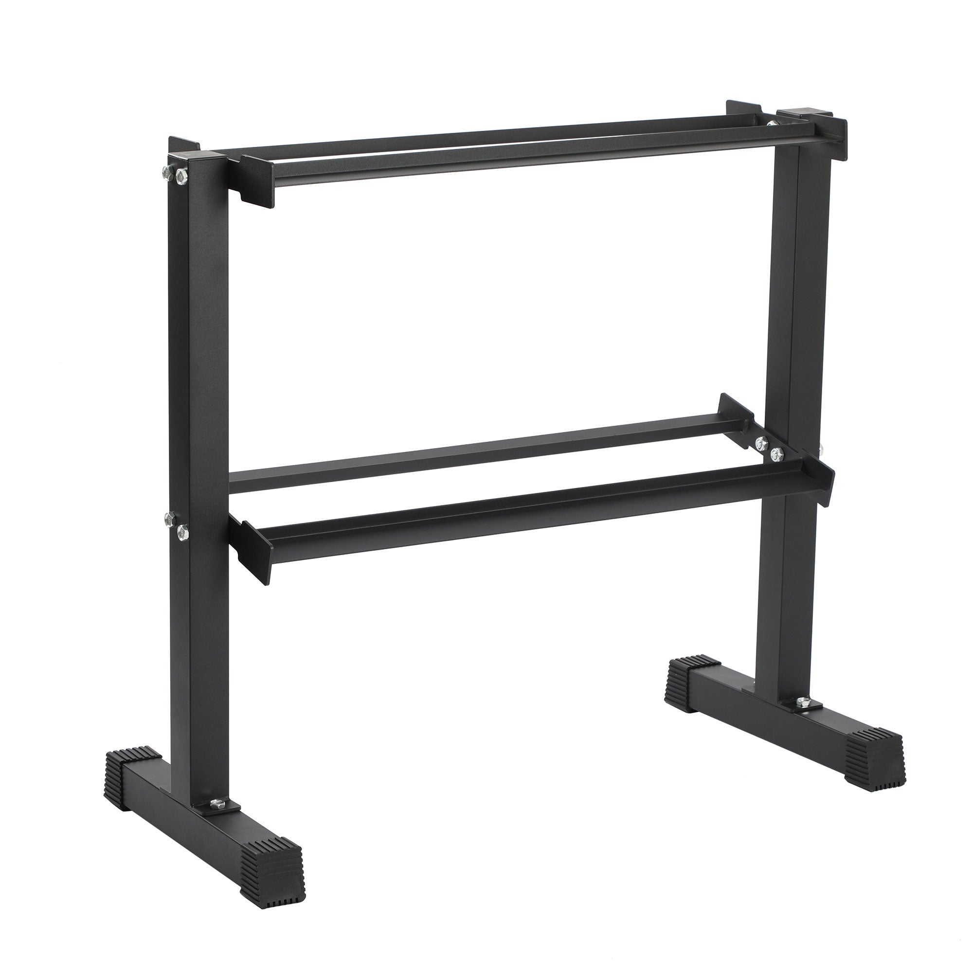 HolaHatha 150 Pound Rubber Encased Dumbbell Strength Training Weight Set w/ Rack - VMInnovations