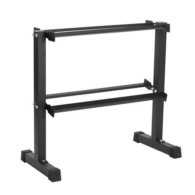 HolaHatha 150 Pound Rubber Encased Dumbbell Strength Training Weight Set w/ Rack - VMInnovations