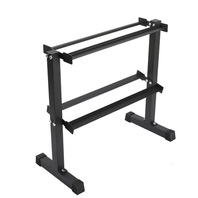 HolaHatha 150 Pound Rubber Encased Dumbbell Strength Training Weight Set w/ Rack - VMInnovations