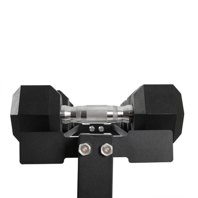 HolaHatha 150 Pound Rubber Encased Dumbbell Strength Training Weight Set w/ Rack - VMInnovations