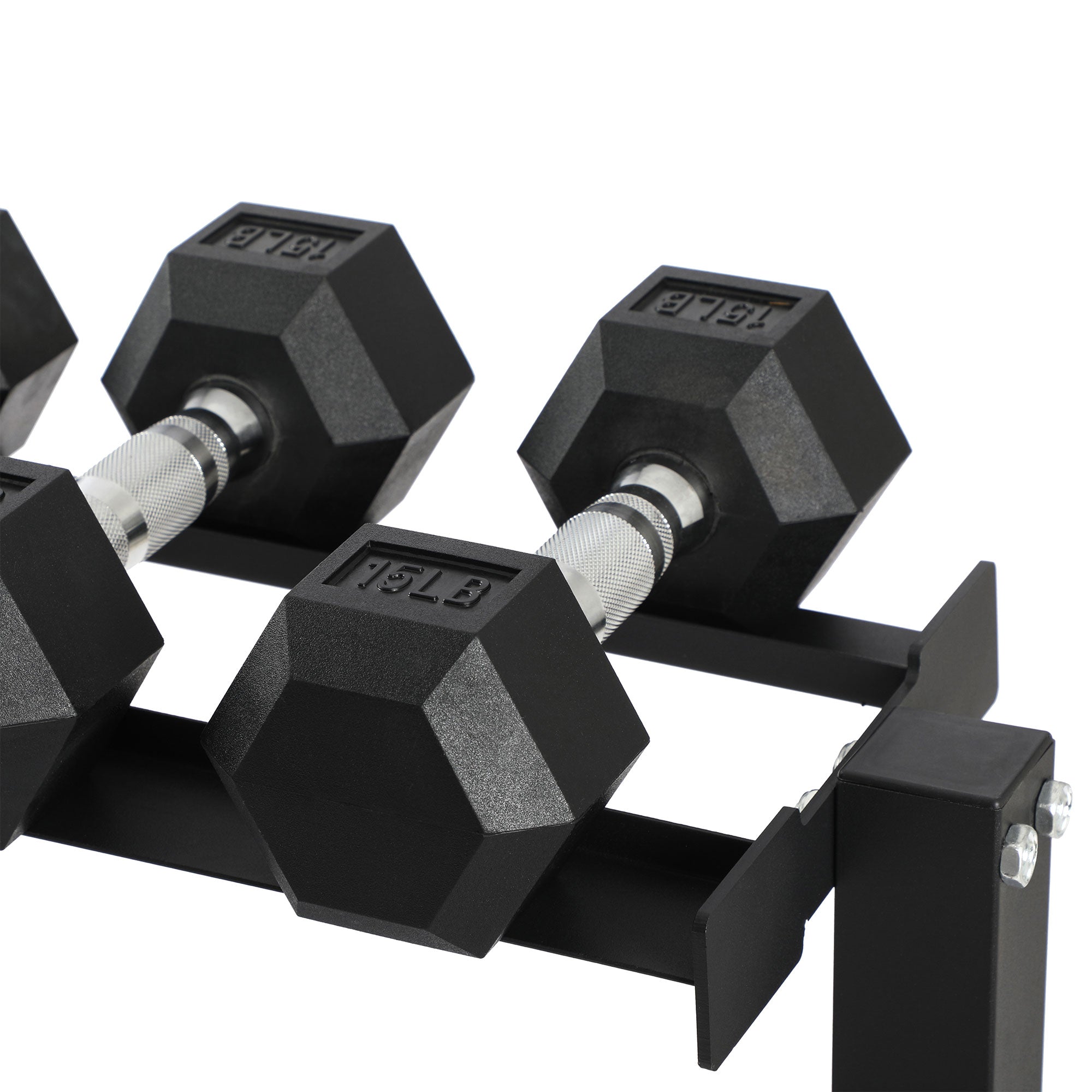 HolaHatha 150 Pound Rubber Encased Dumbbell Strength Training Weight Set w/ Rack - VMInnovations