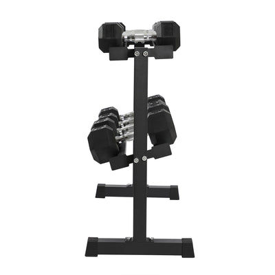 HolaHatha 210 Pound Rubber Encased Dumbbell Strength Training Weight Set w/ Rack - VMInnovations