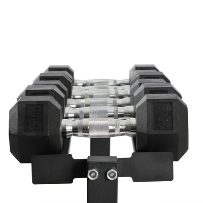 HolaHatha 210 Pound Rubber Encased Dumbbell Strength Training Weight Set w/ Rack