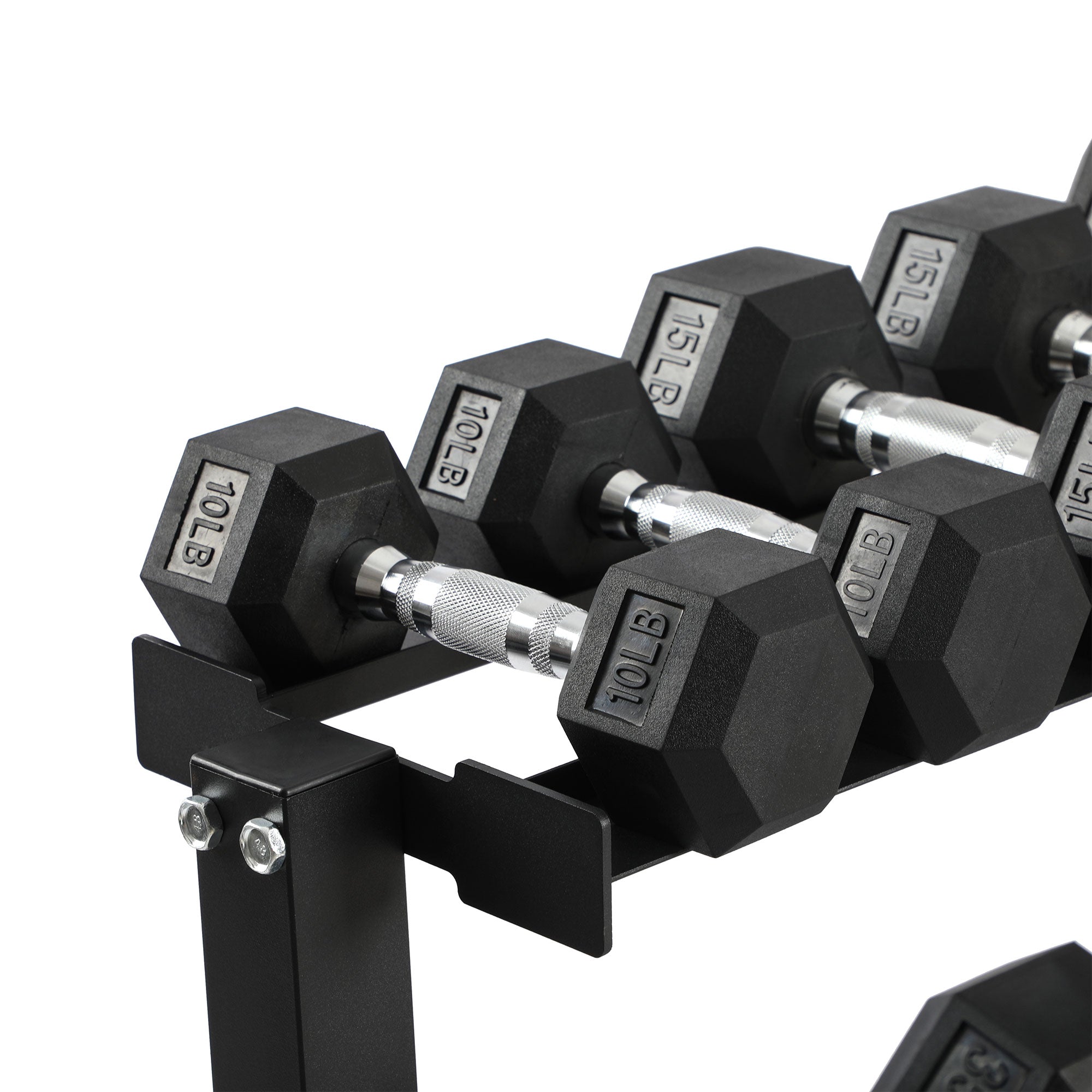 HolaHatha 210 Pound Rubber Encased Dumbbell Strength Training Weight Set w/ Rack - VMInnovations