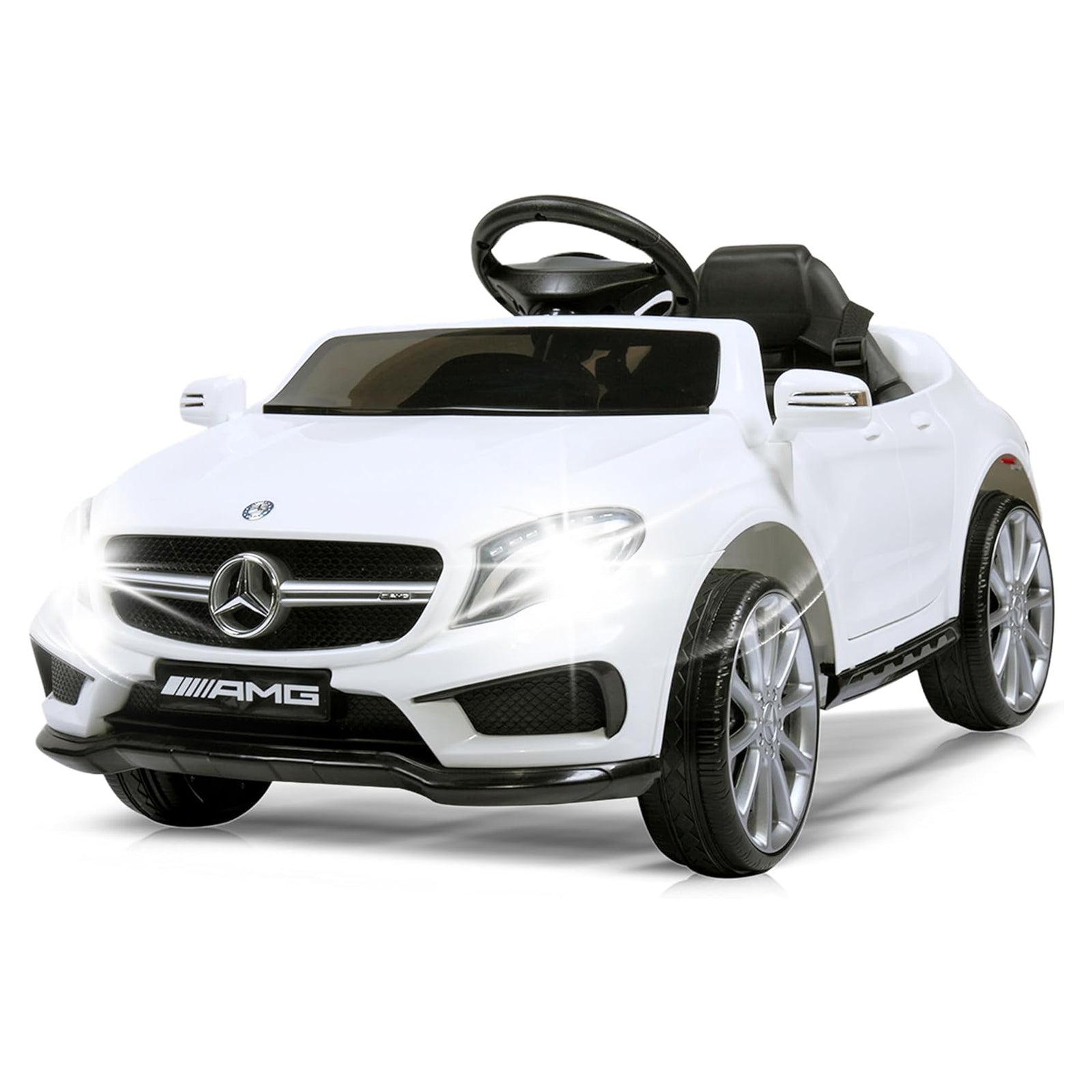 TOBBI 6 Volt Kids Electric Battery Powered Ride On Toy Mercedes Benz Car, White - VMInnovations