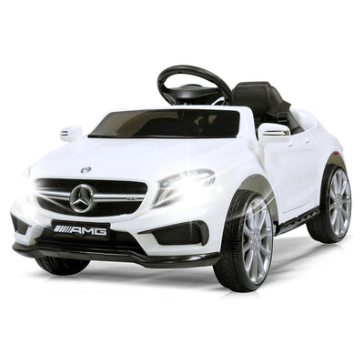 TOBBI 6 Volt Kids Electric Battery Powered Ride On Toy Mercedes Benz Car, White - VMInnovations