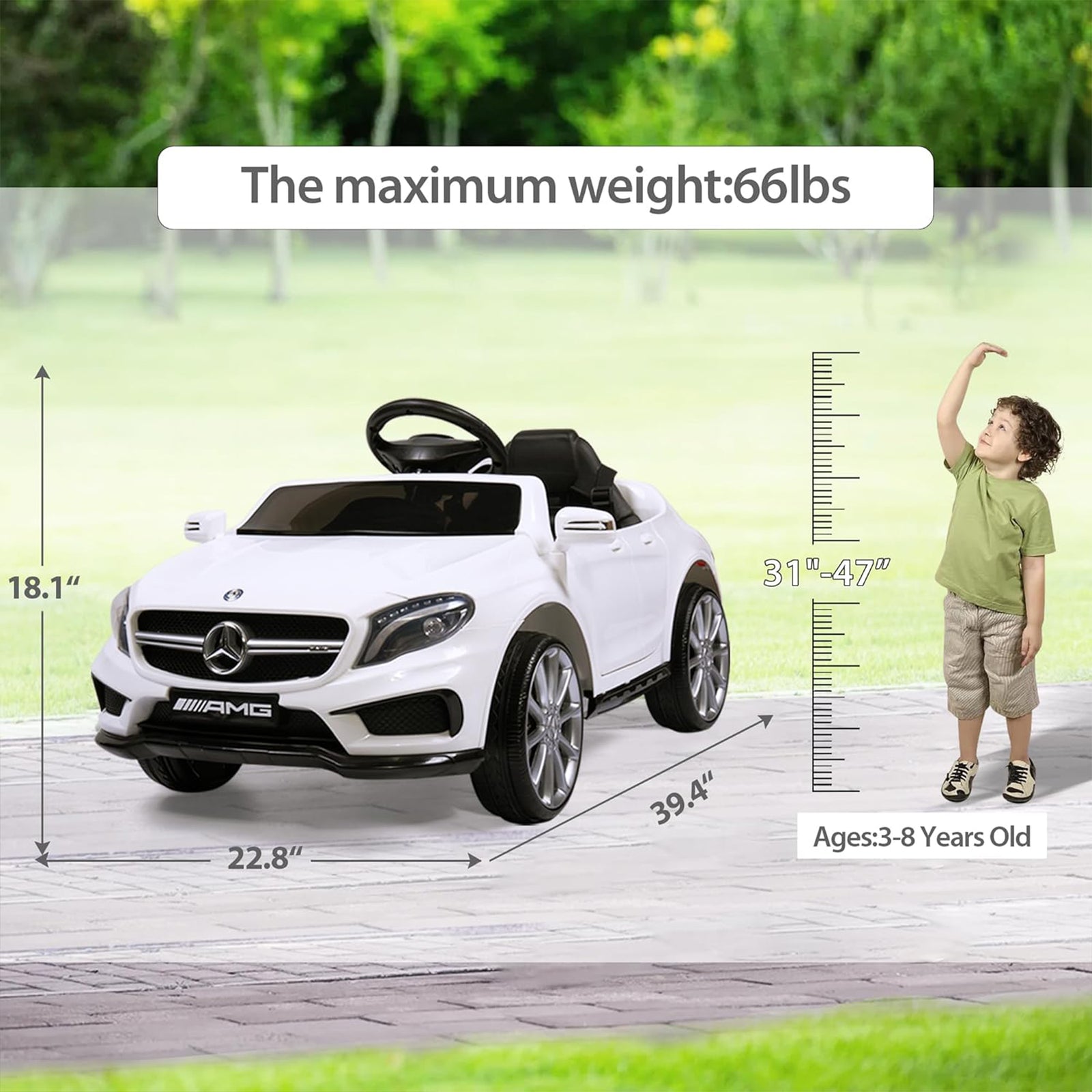 TOBBI 6 Volt Kids Electric Battery Powered Ride On Toy Mercedes Benz Car, White - VMInnovations