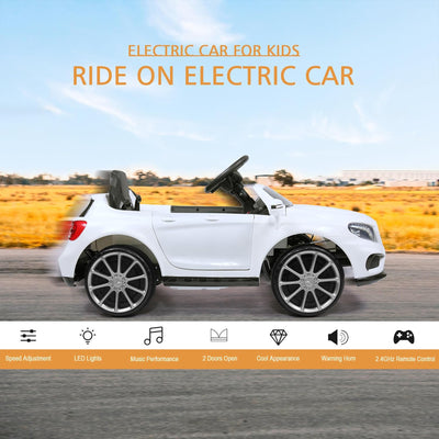 TOBBI 6 Volt Kids Electric Battery Powered Ride On Toy Mercedes Benz Car, White - VMInnovations